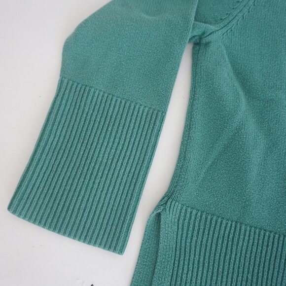 Vintage Gap Green Fine Knit Ribbed Lightweight Thick Cotton Sweater Large - Picture 9 of 10